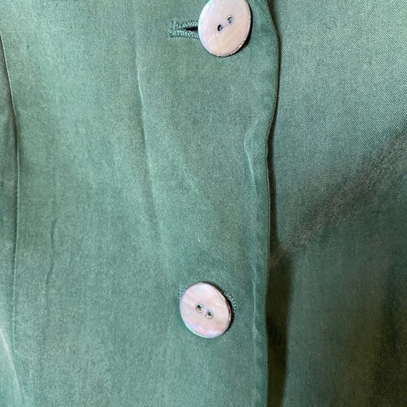 Jennifer Moore green silk blazer w/ shell button sz 2, 80s style women’s jacket - Picture 7 of 8